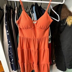 Orange Tiered Mini Dress